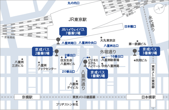 東京駅八重洲口前　3番乗り場 map